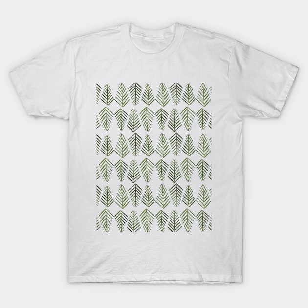 Watercolor pine trees pattern  - sap green T-Shirt by wackapacka